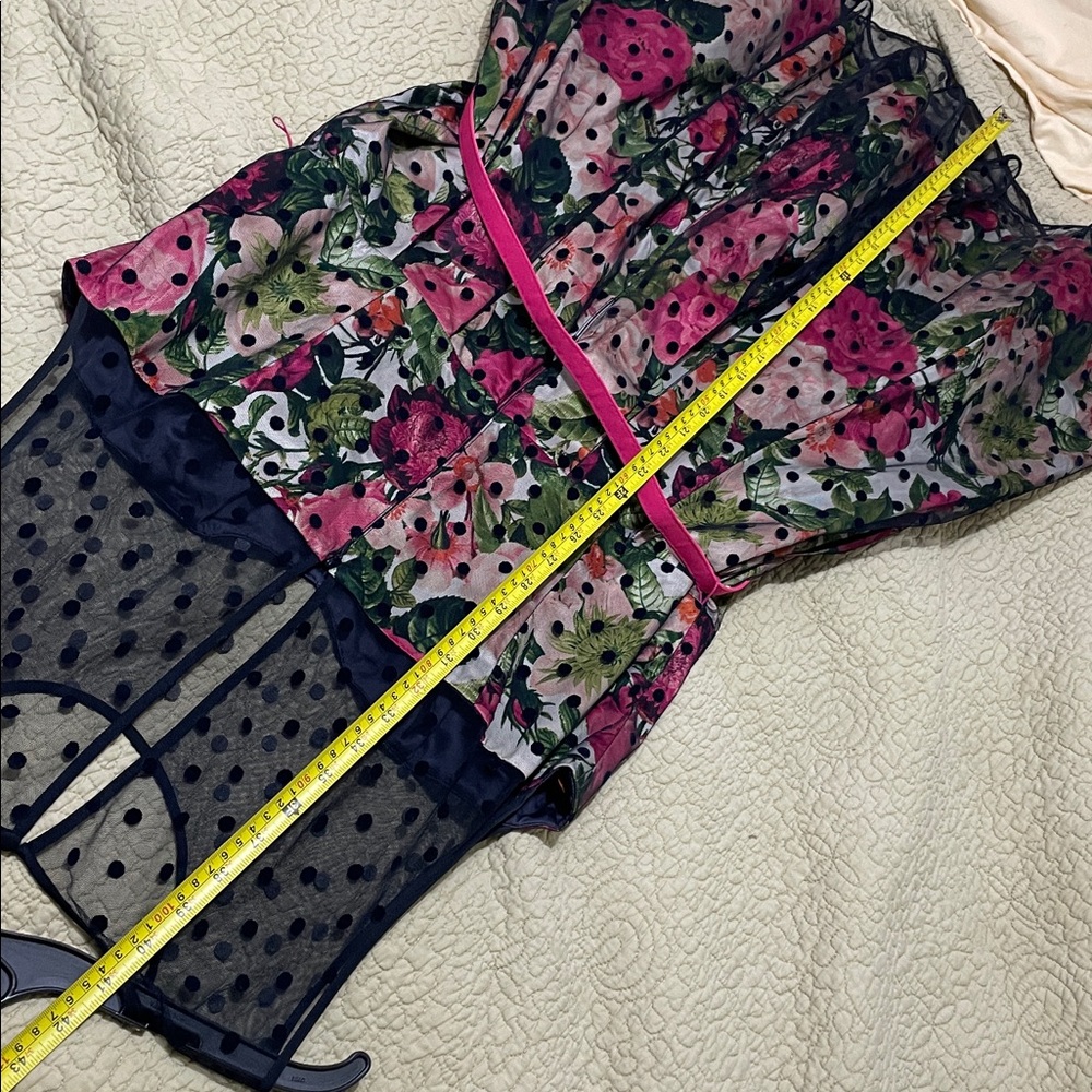 polkadot lace dark floral fit and flared dress - Picture 7 of 7